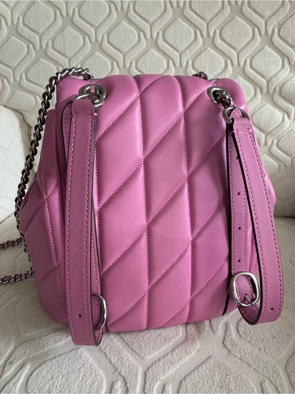 Coach Quilted Tabby Leather Backpack in Pink - Picture 3 of 10